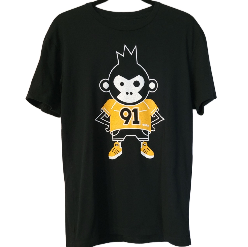 Birra Monkey #91 Soccer T-Shirt Size Small Black Yellow - Picture 1 of 4